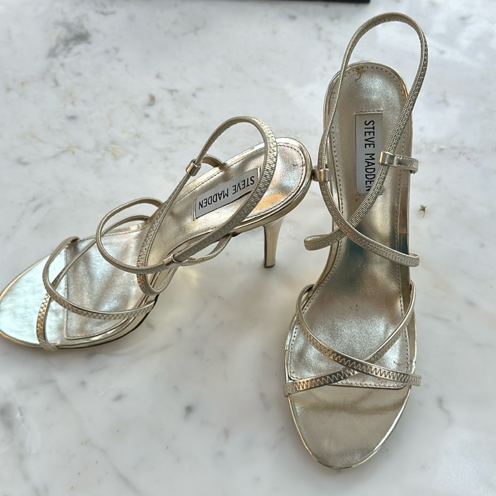 Gold Steve Madden Strappy Sandal Heels Size 10